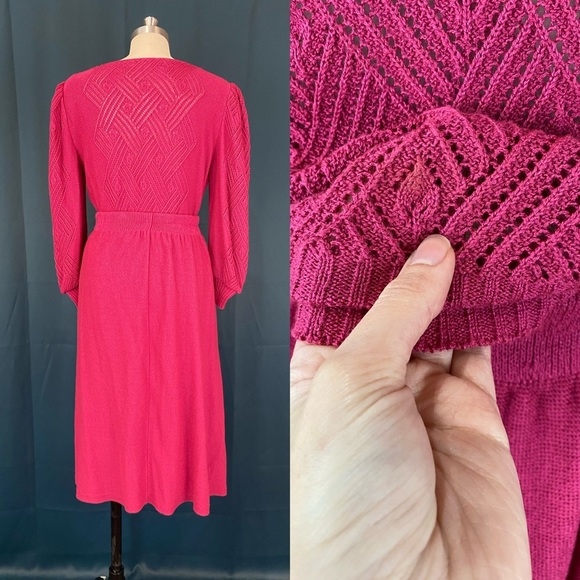Vintage 70s Pink Bishop Sleeve Sweater & Skirt Set - Picture 2 of 4